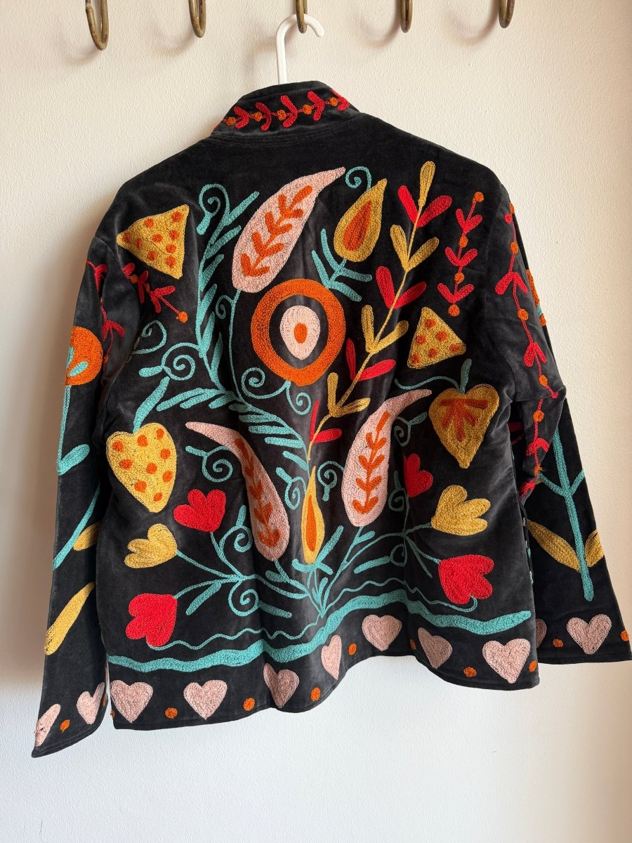Suzani Embroided Jacket - Polka Dots - Gawjus