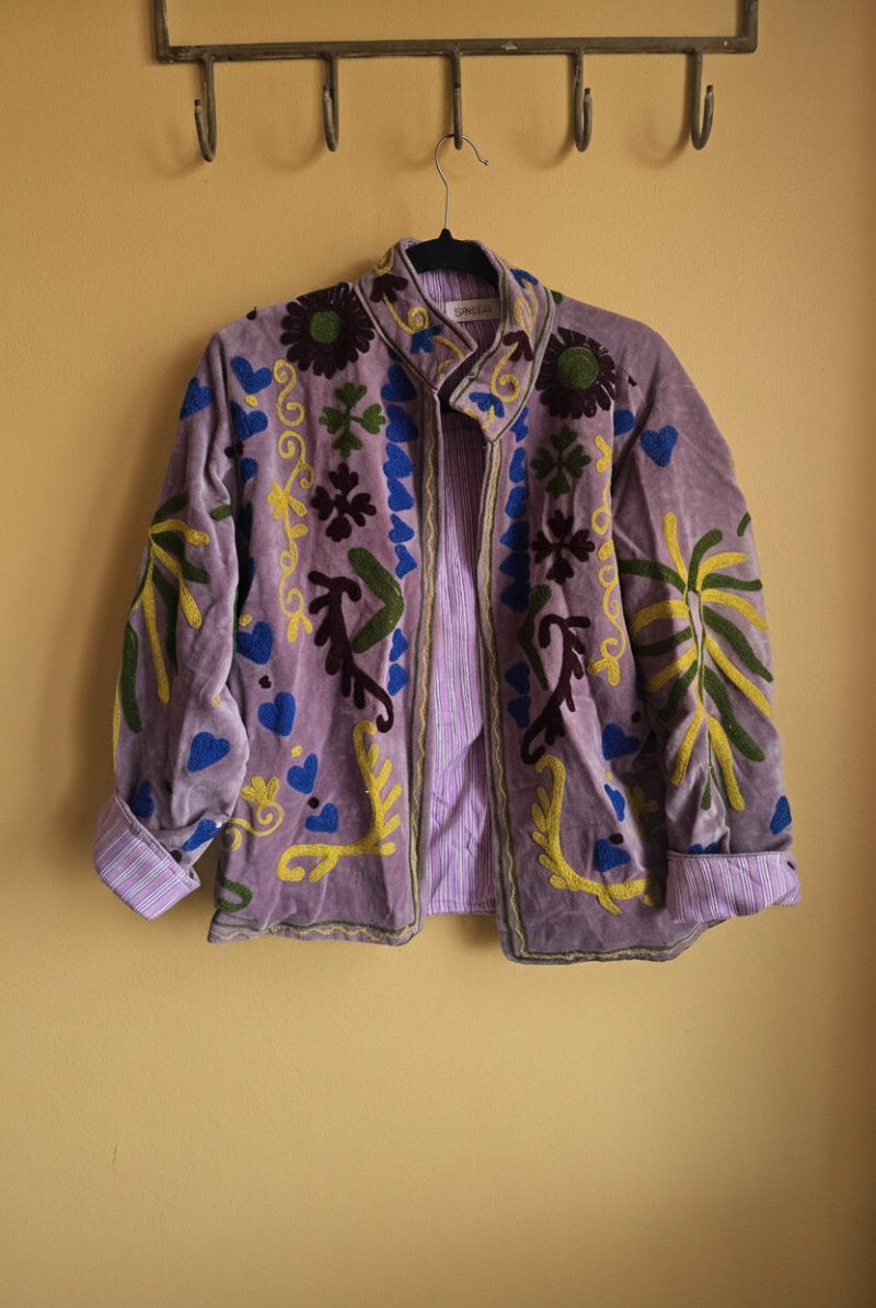 Suzani Embroided Jacket - Purple Peace - Gawjus