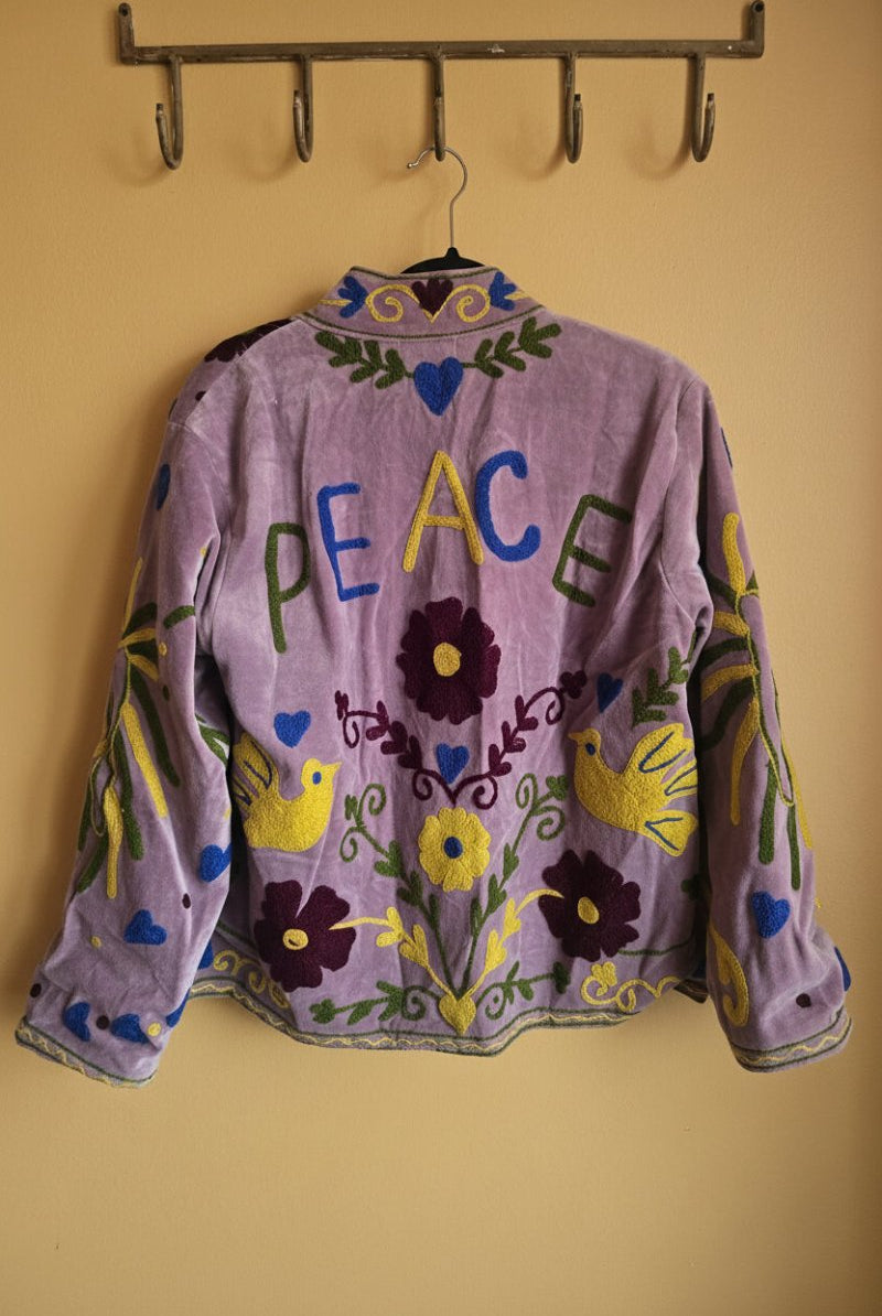 Suzani Embroided Jacket - Purple Peace - Gawjus