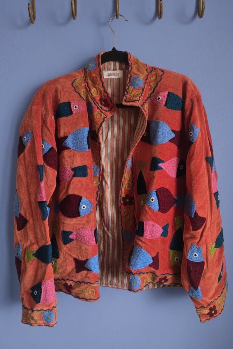 Suzani Embroided Jacket - Red Sea - Gawjus