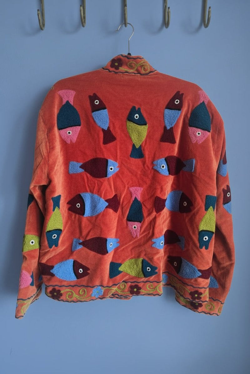 Suzani Embroided Jacket - Red Sea - Gawjus
