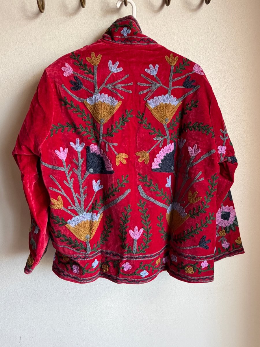 Suzani Embroided Jacket - Rose - Gawjus