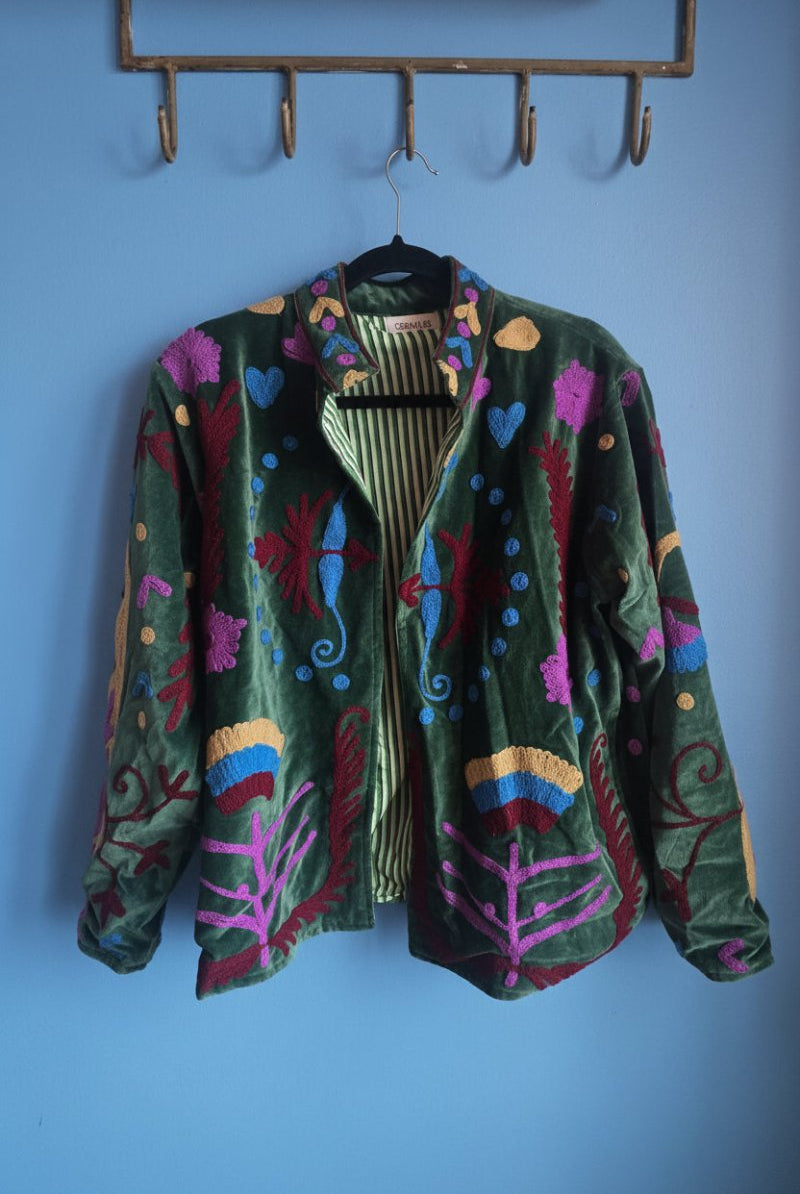 Suzani Embroided Jacket - Velvet Garden - Gawjus