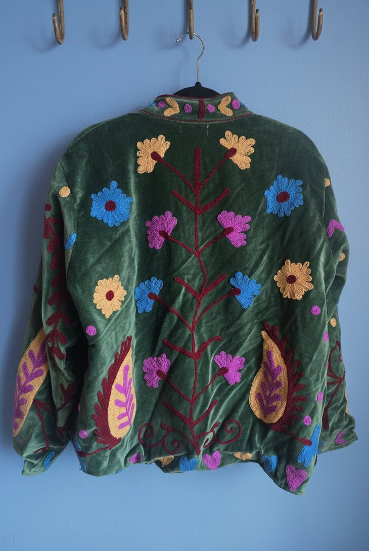 Suzani Embroided Jacket - Velvet Garden - Gawjus