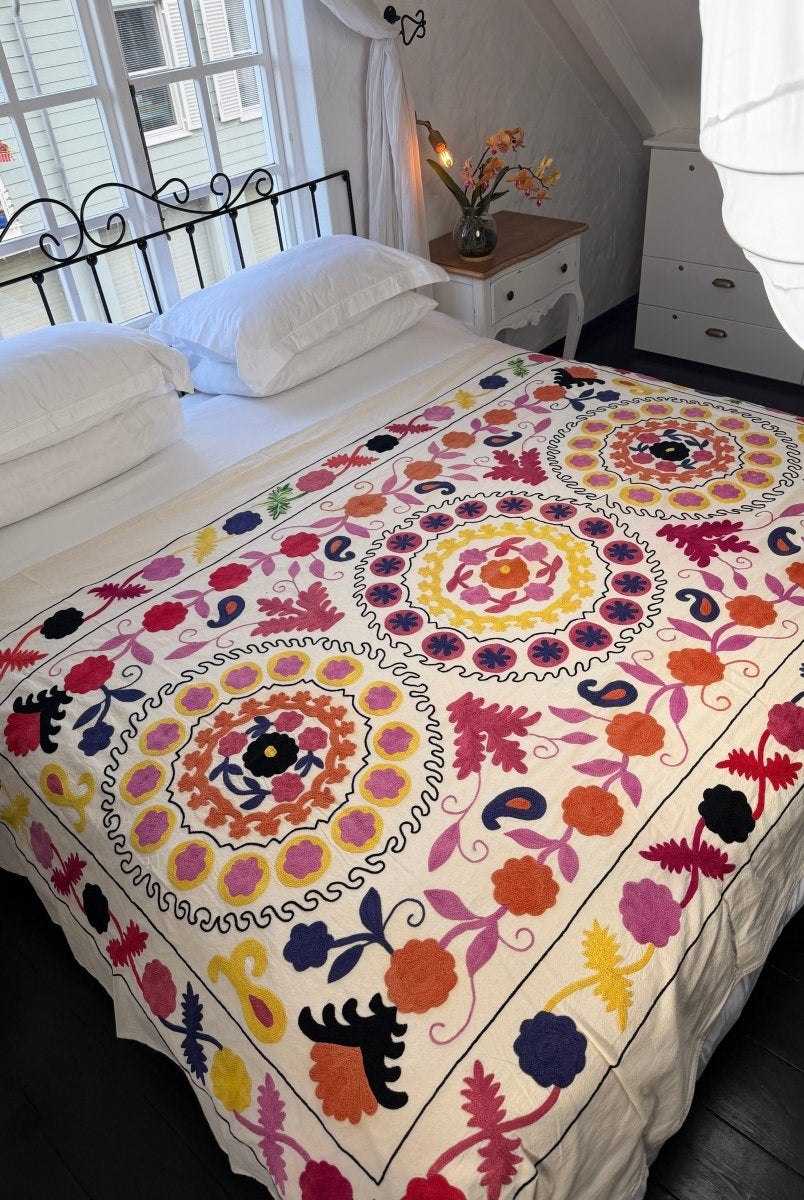 Suzani Kantha - Hand-embroidered Blanket - Five - Gawjus