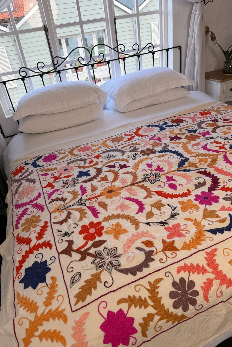 Suzani Kantha Hand-embroidered Blanket - Four - Gawjus