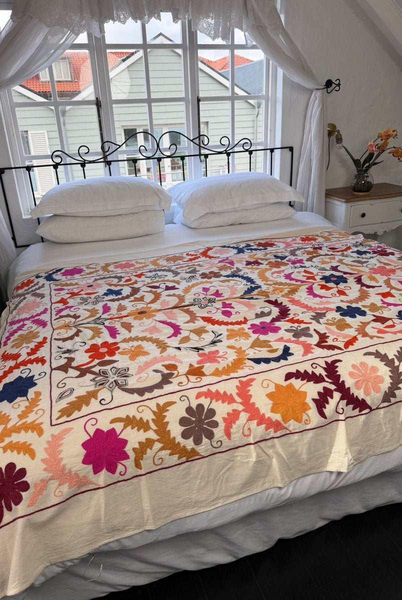 Suzani Kantha Hand-embroidered Blanket - Four - Gawjus