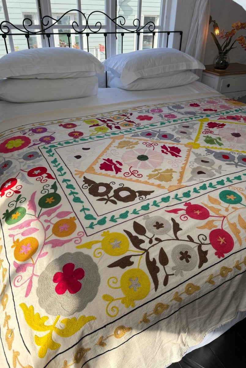 Suzani Kantha Hand-embroidered Blanket - One - Gawjus