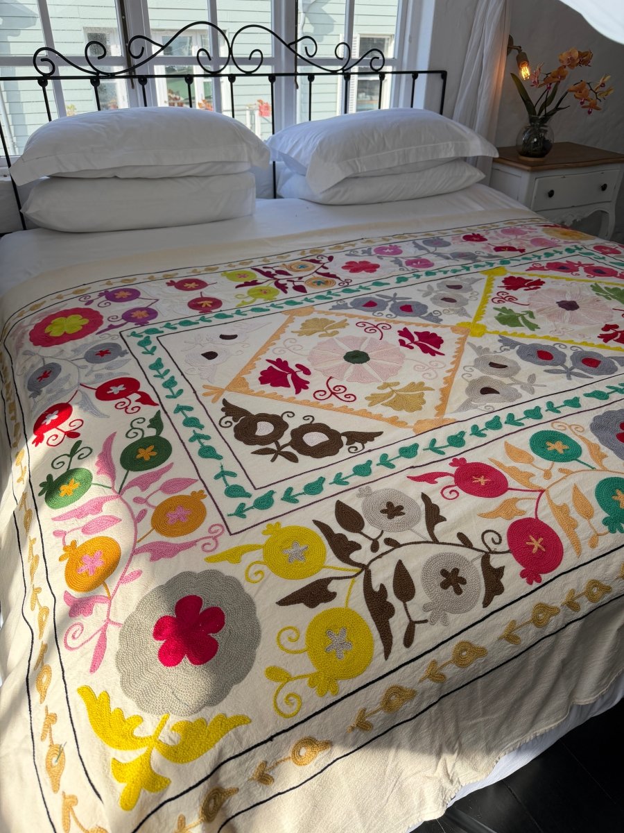 Suzani Kantha Hand-embroidered Blanket - One - Gawjus