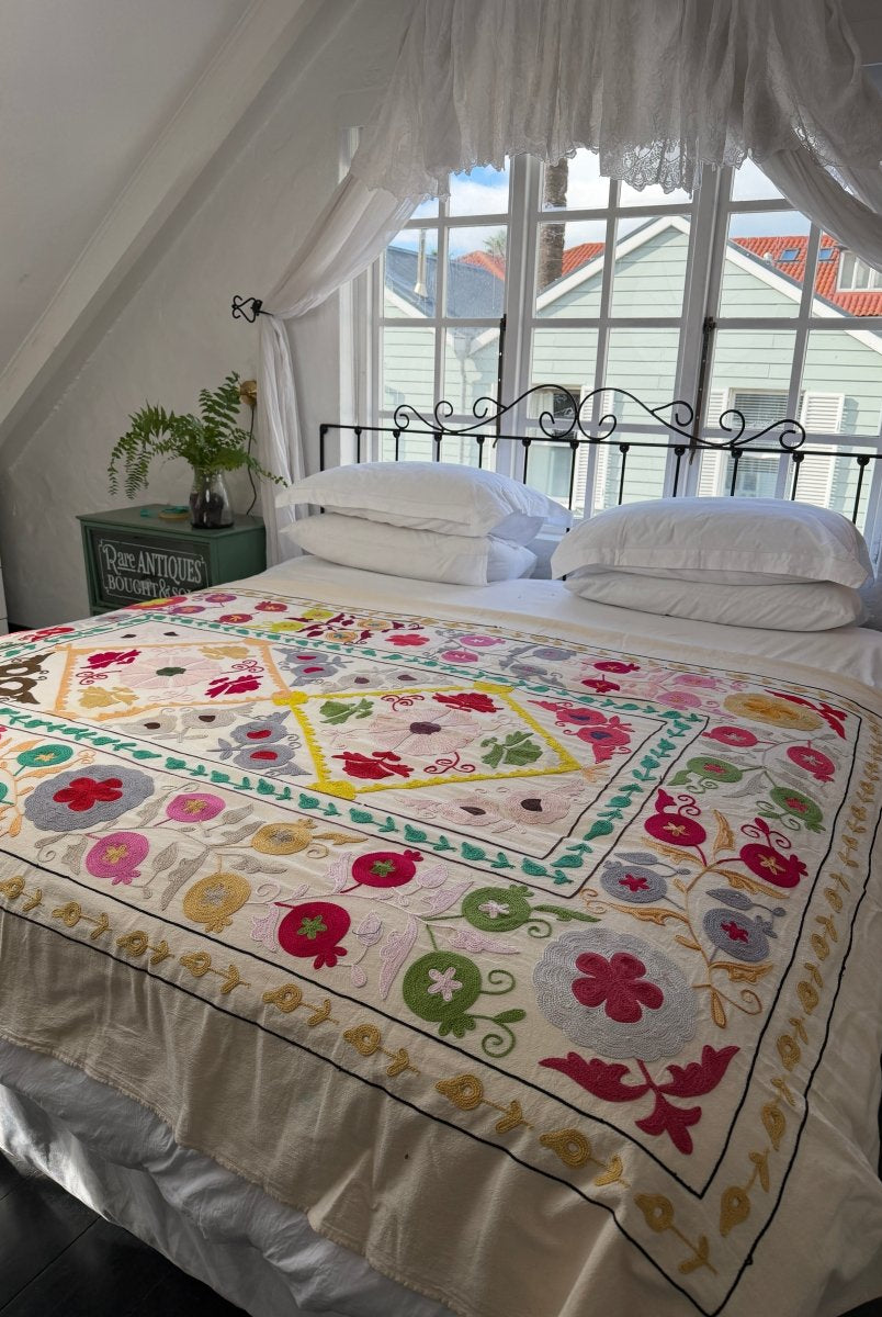Suzani Kantha Hand-embroidered Blanket - One - Gawjus