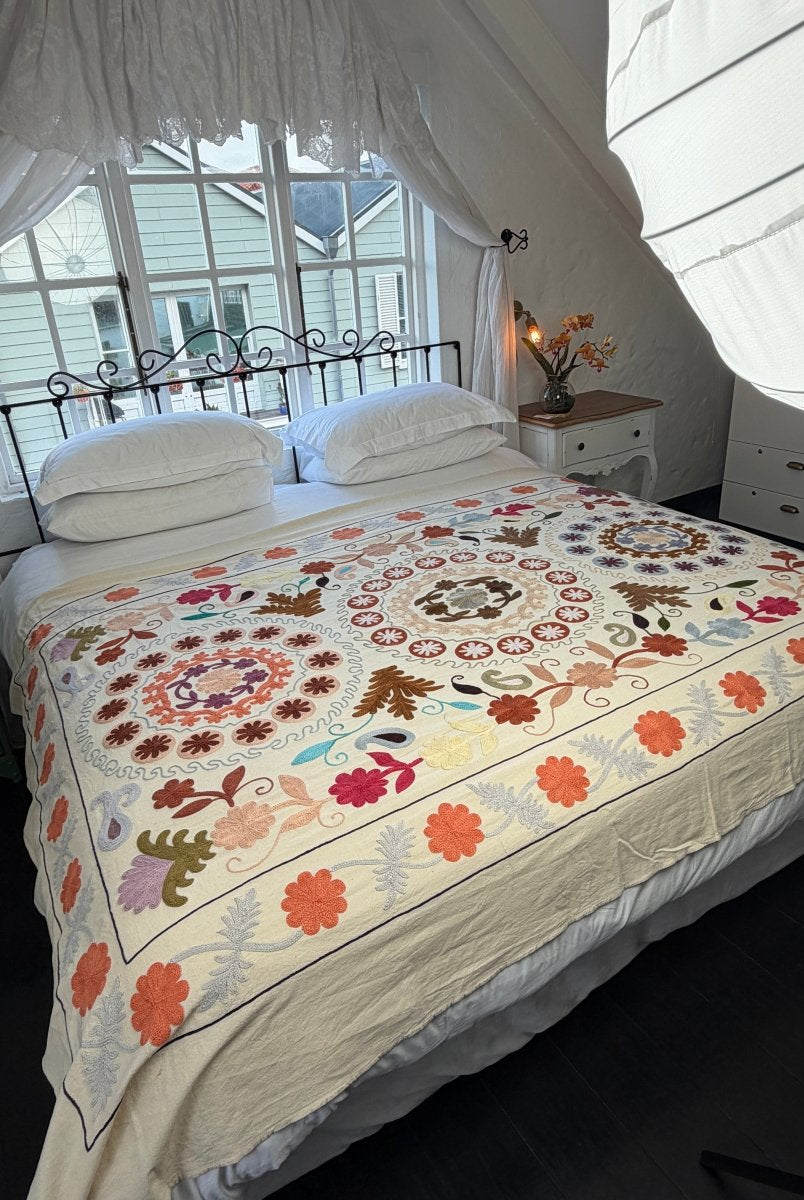 Suzani Kantha - Hand-embroidered Blanket - Three - Gawjus
