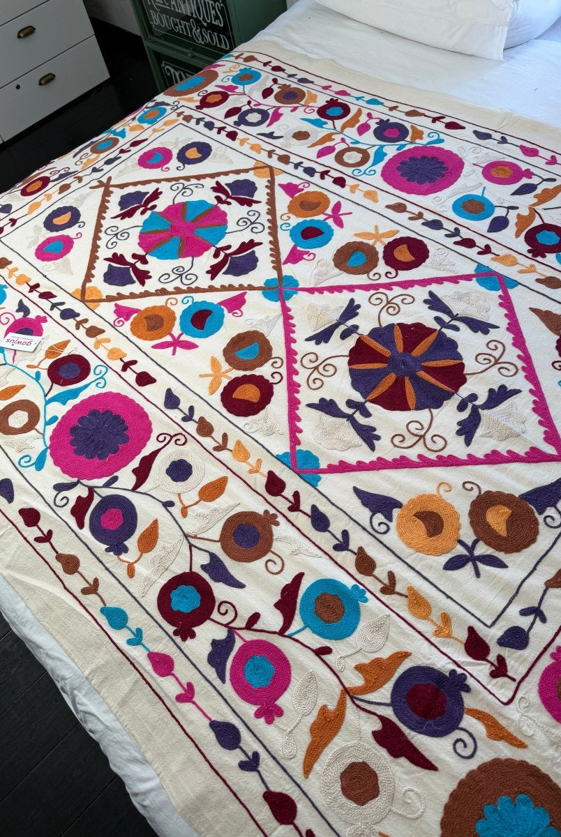 Suzani Kantha - Hand-embroidered Blanket - Two - Gawjus