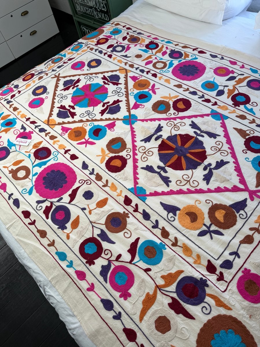Suzani Kantha - Hand-embroidered Blanket - Two - Gawjus