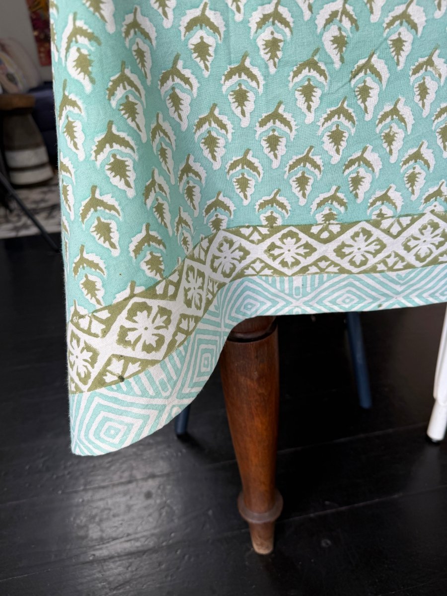 Table cloth - Aqua and Olive - Gawjus