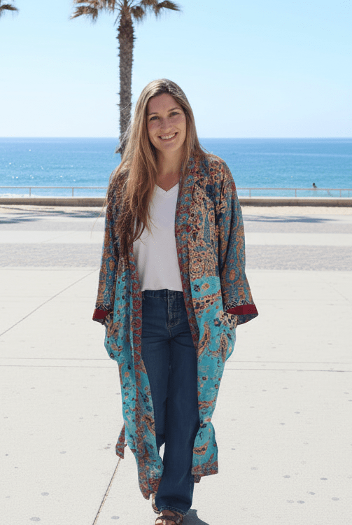 Vintage Long Silk mix robe - Gawjus