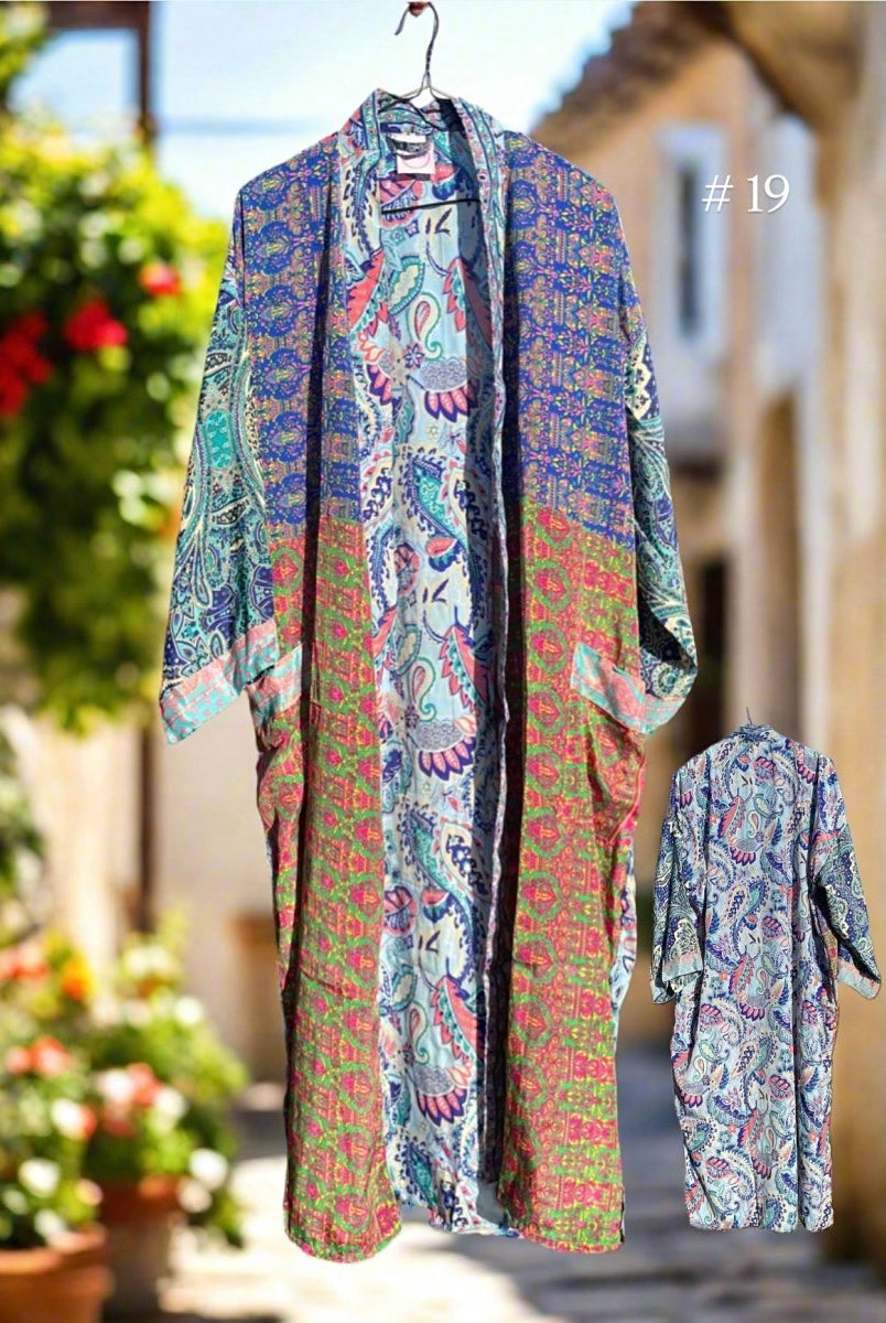 Vintage Long Silk Robe - Gawjus