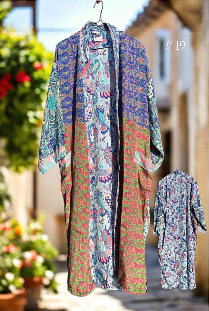 Vintage Long Silk Robe - Gawjus