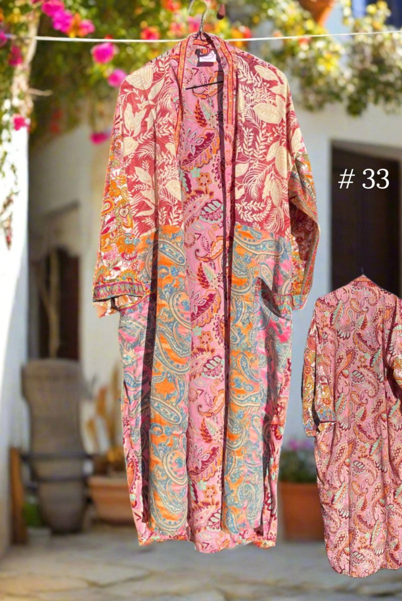 Vintage Long Silk Robe - Gawjus