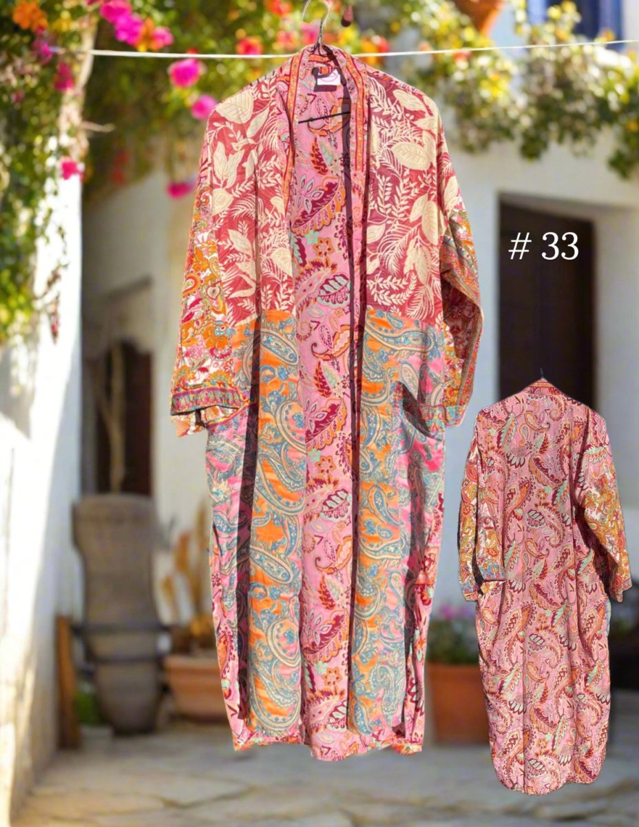 Vintage Long Silk Robe - Gawjus