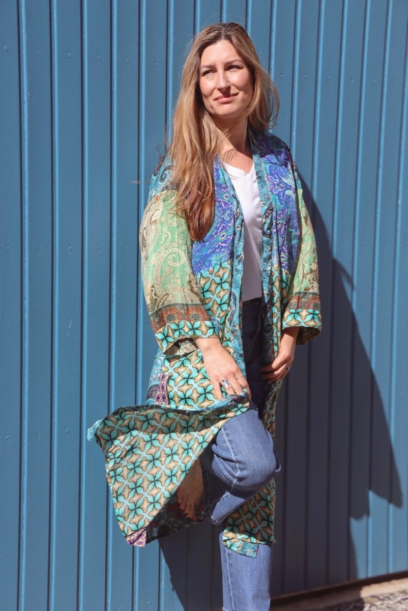 Vintage Long Silk Robe - Gawjus