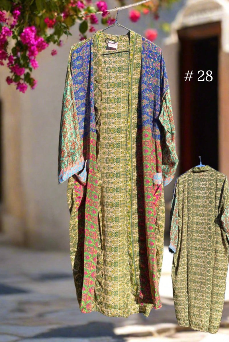 Vintage Long Silk Robe - Gawjus