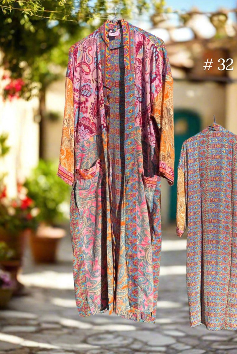 Vintage Long Silk Robe - Gawjus