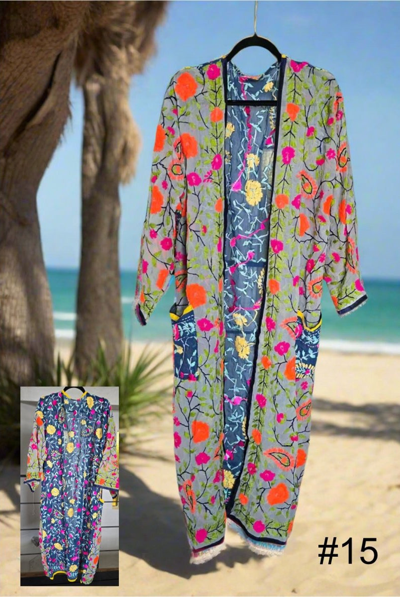 Vintage Phulkari Long Robes - Gawjus