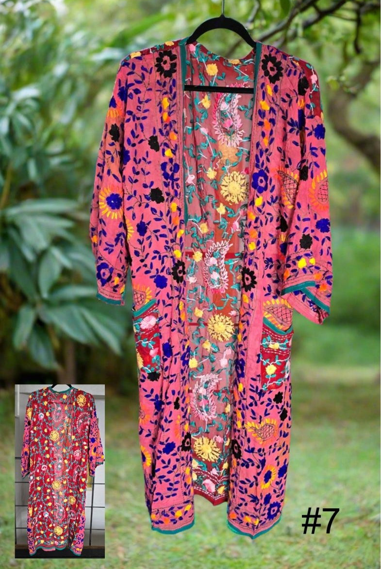 Vintage Phulkari Long Robes - Gawjus
