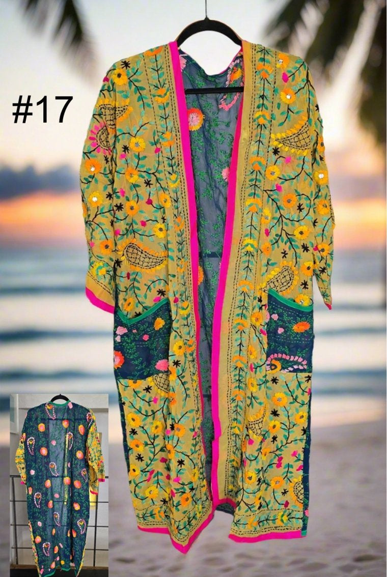 Vintage Phulkari Long Robes - Gawjus