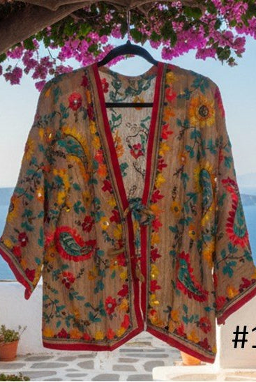 Vintage Phulkari Short Robe - Gawjus