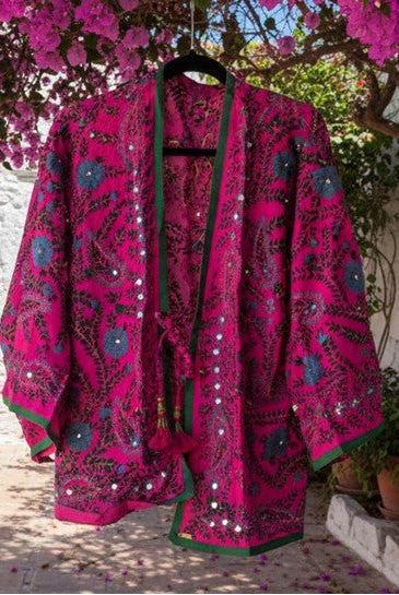 Vintage Phulkari Short Robe - Gawjus