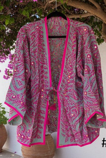 Vintage Phulkari Short Robe - Gawjus