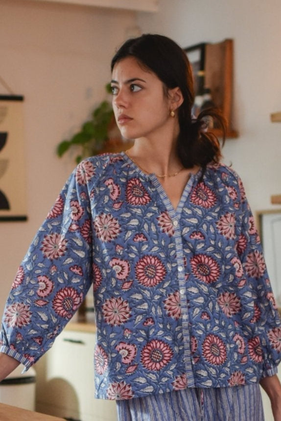 French Pyjamas - Poppy On Blue - Gawjus.CapeTown