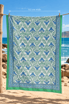 Gawjus Beach Sarong - Blue & Green Blossom - Gawjus