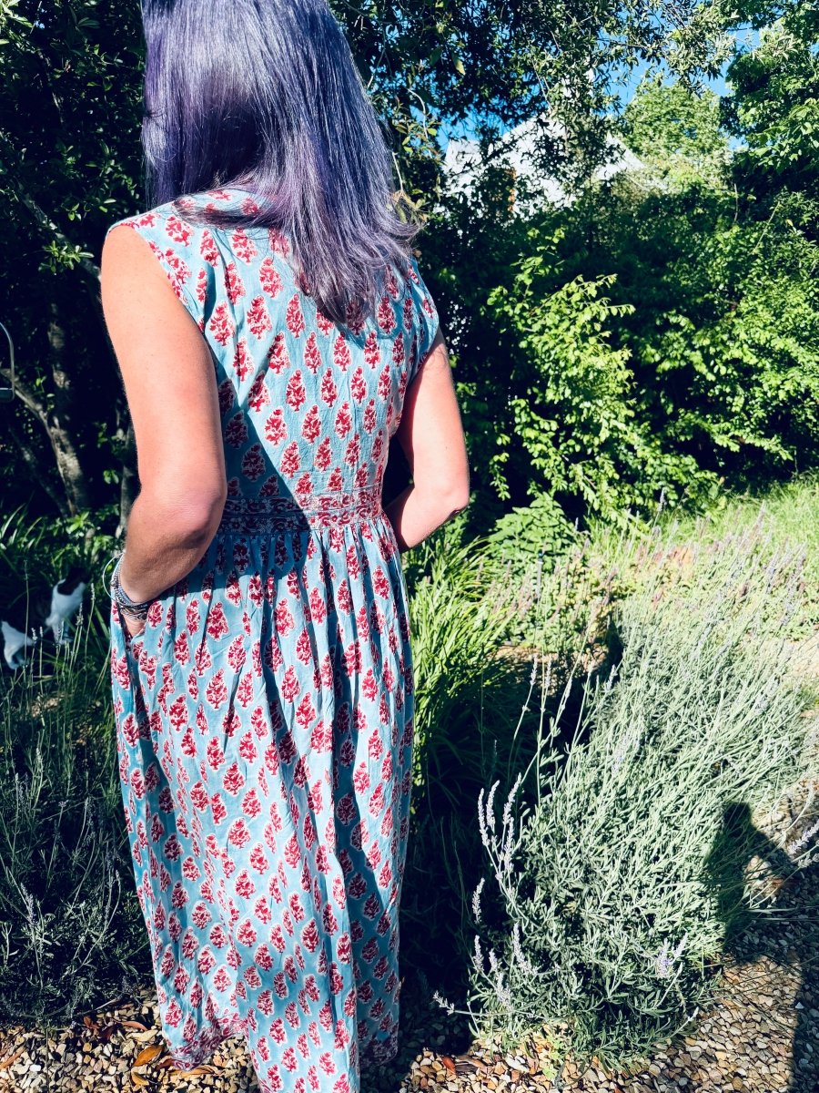 Indian Summer Dress - Raspberry Aqua - Gawjus