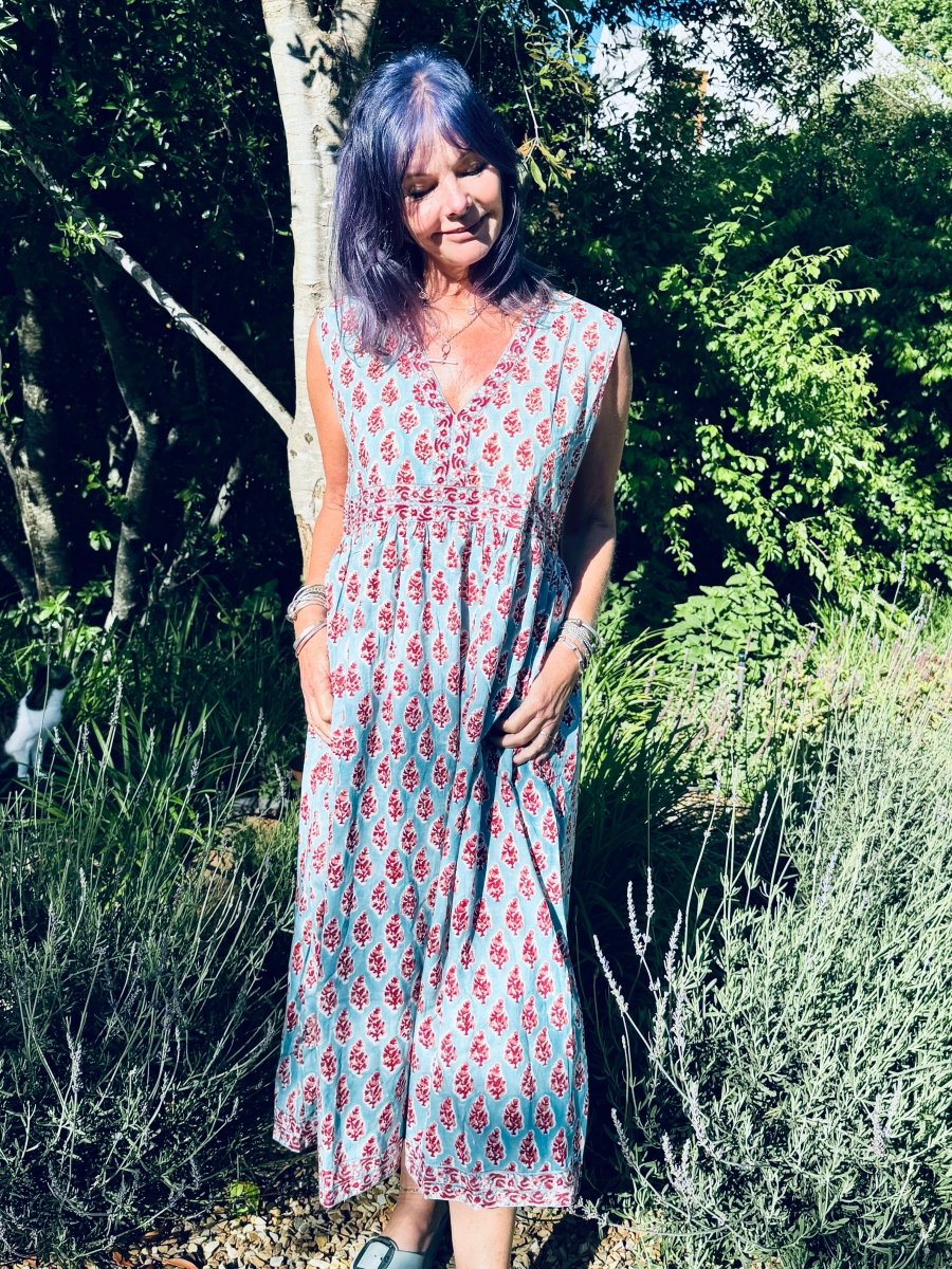 Indian Summer Dress - Raspberry Aqua - Gawjus