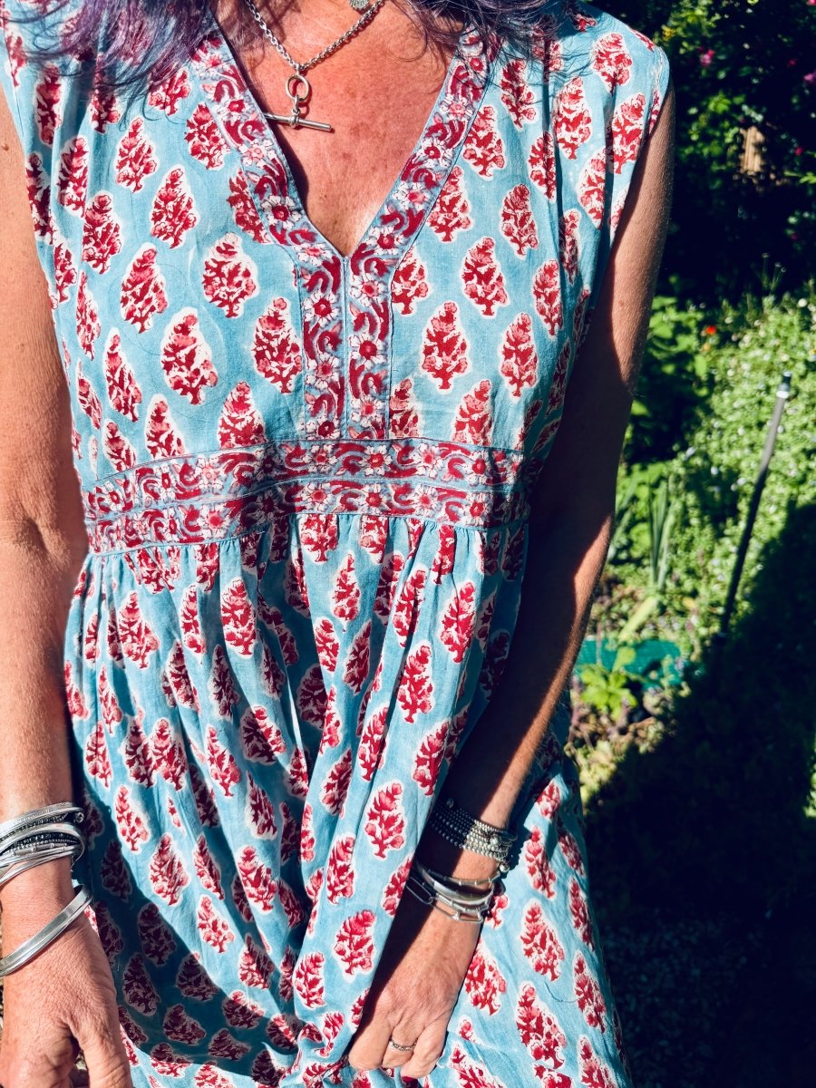 Indian Summer Dress - Raspberry Aqua - Gawjus
