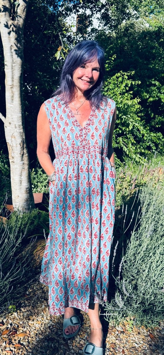 Indian Summer Dress - Raspberry Aqua - Gawjus