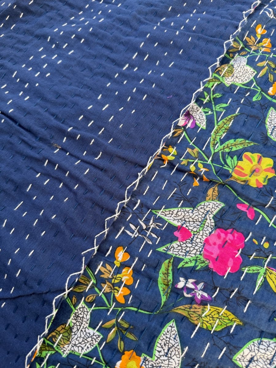 Kantha Blanket - Indigo Blue - Gawjus