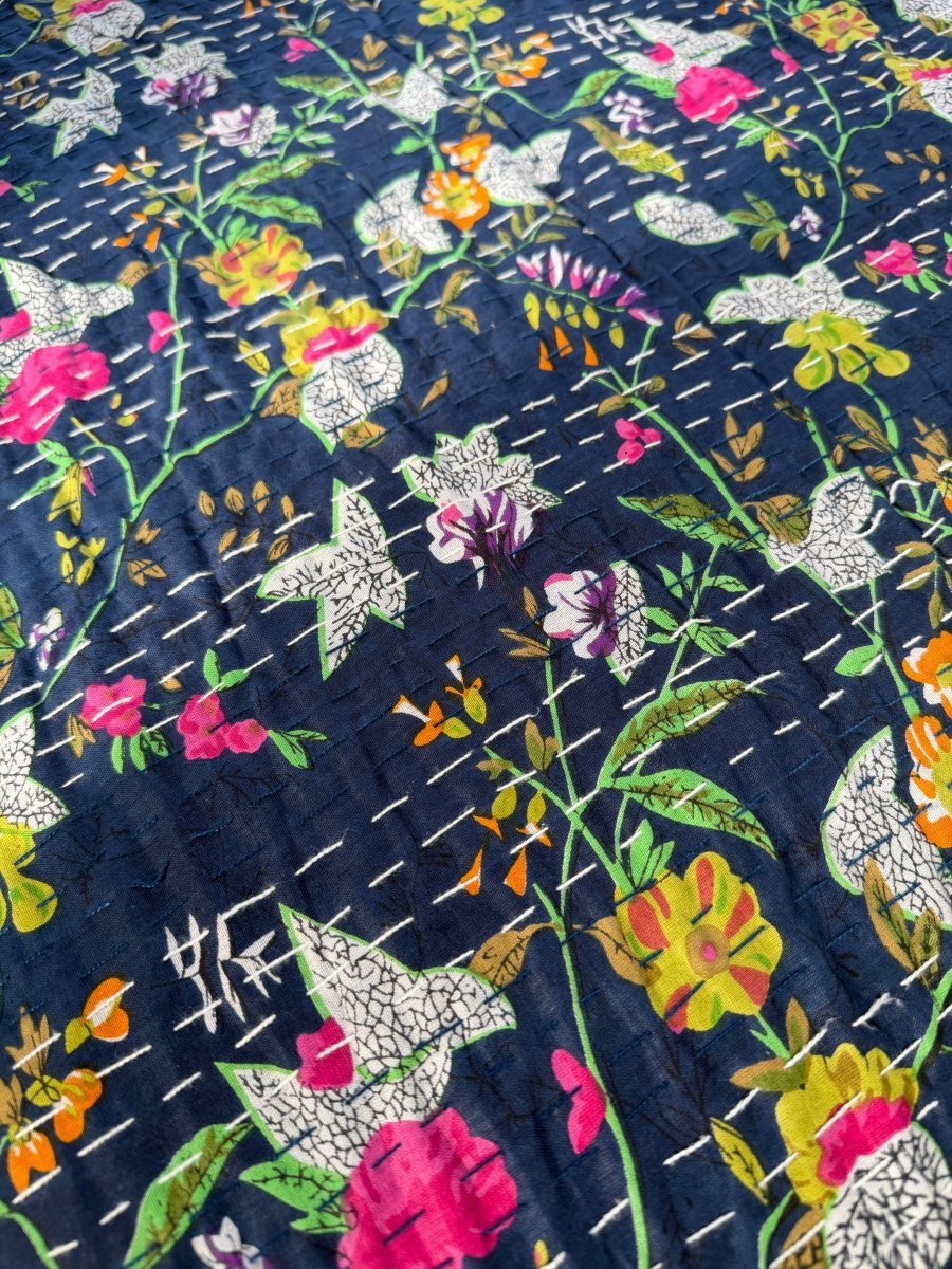 Kantha Blanket - Indigo Blue - Gawjus