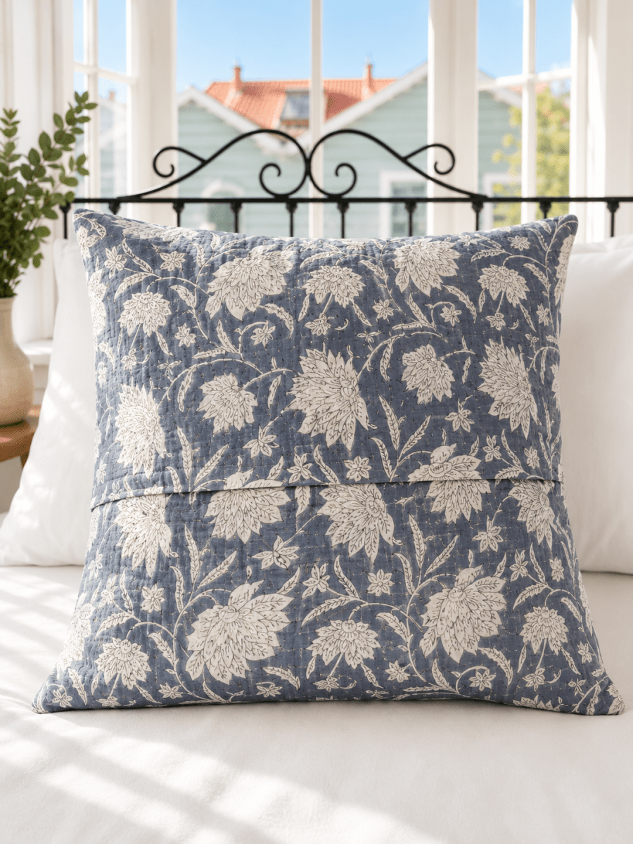 Kantha Pillow Case - Misty Meadow (50x50) - Gawjus