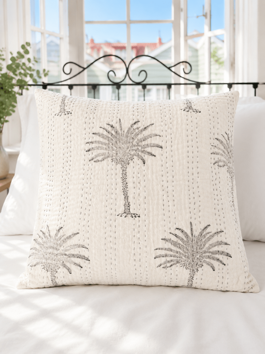 Kantha Pillow Case - White Sands (50x50) - Gawjus