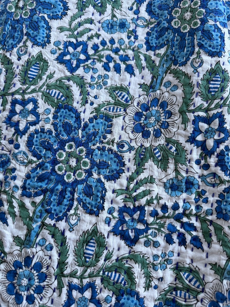 Kantha Quilt - Blue Lagoon - Gawjus