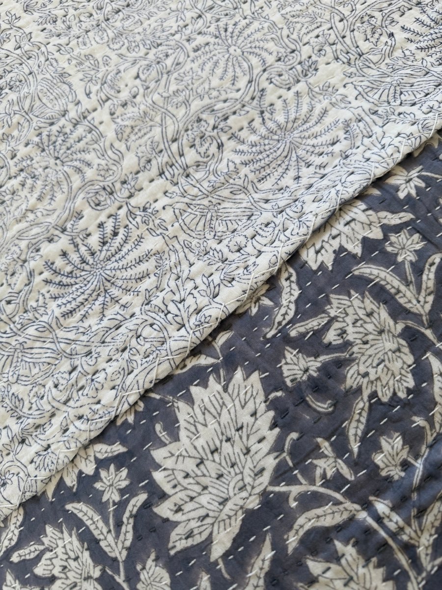 Kantha Quilt - Misty Meadow - Gawjus