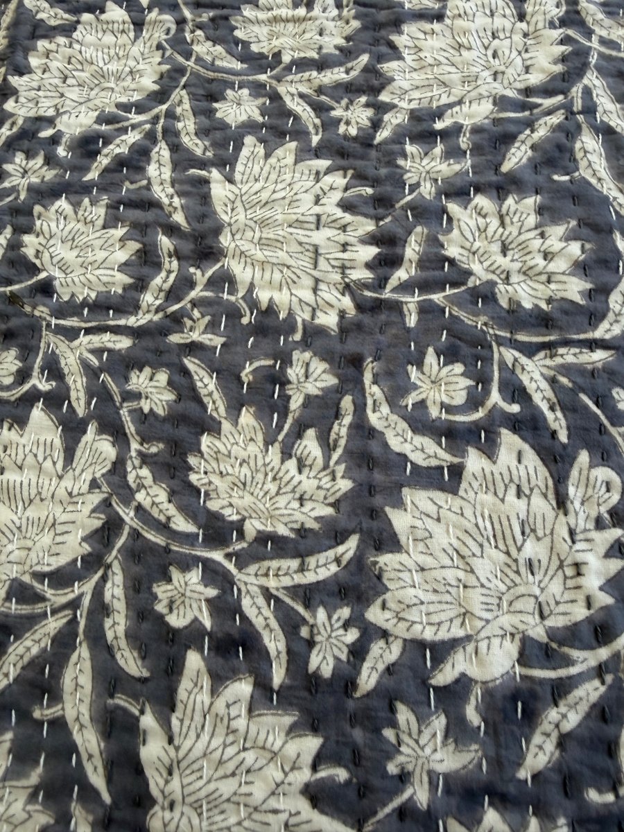 Kantha Quilt - Misty Meadow - Gawjus