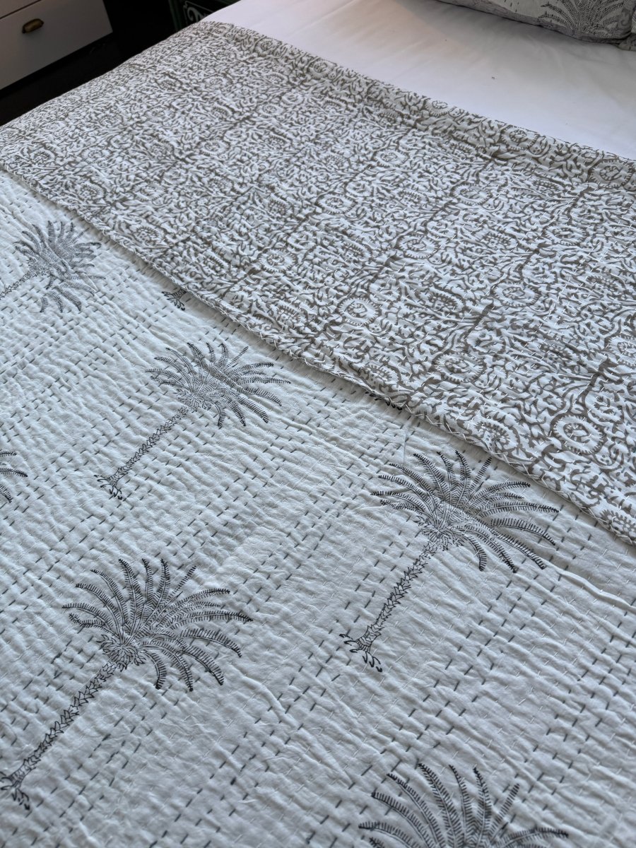 Kantha Quilt - White Sands - Gawjus