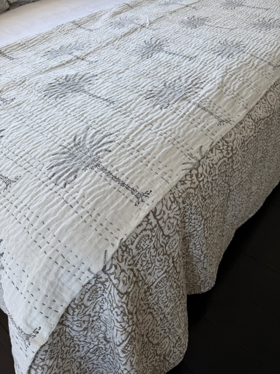 Kantha Quilt - White Sands - Gawjus