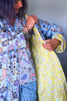 Lavender Blue Reversible Robe - Padded - Gawjus