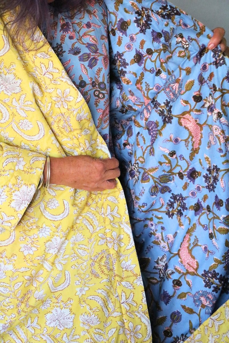 Lavender Blue Reversible Robe - Padded - Gawjus
