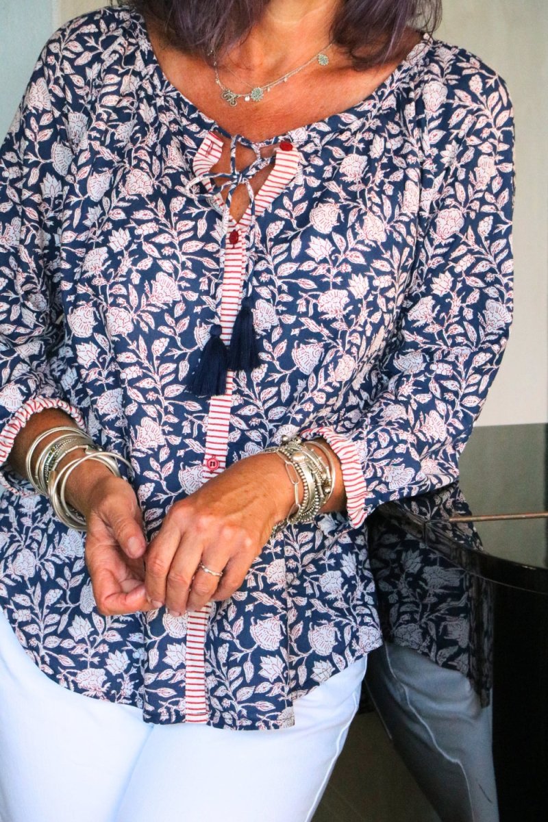 Lulu Blouse - Ink & Cherry - Gawjus